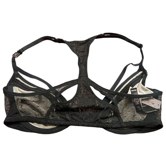 Victorias Secret Black Lace Very Sexy Unlined Demi Bra 32C With Racerback NWT - Picture 3 of 6